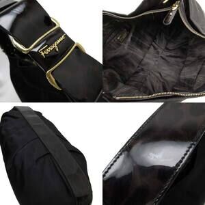 Salvatore Ferragamo bag leather patent shoulder black classic favorite